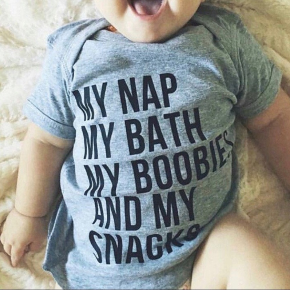 NWT Breastfeeding Lactation Graphic Tee Onsie Bodysuit Nursing Baby Infant